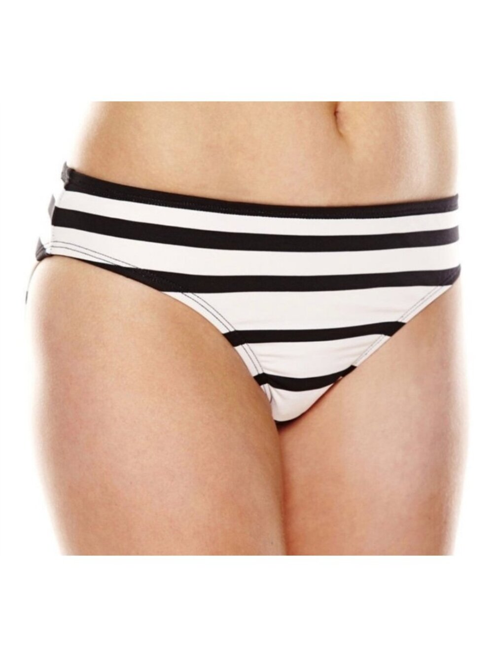 Liz Claiborne Womens Striped Bikini Swim Bottoms Size 16 Black/White*Femboy*NWT